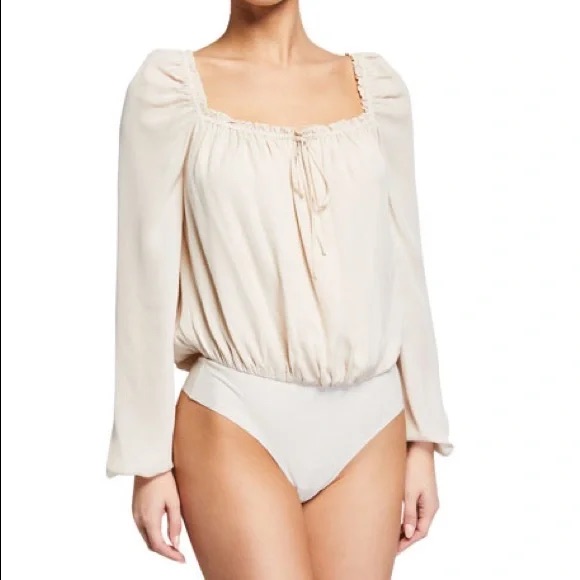 Cami Nyc Beige Silk Body Suit Size Medium
